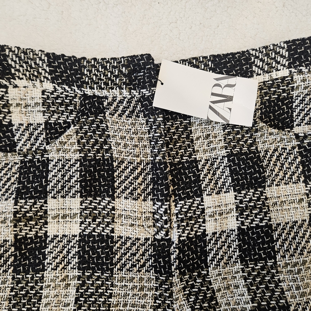 Zara Textured Weave Plaid Shorts SIZE L 2214/120/070 - Picture 7 of 7